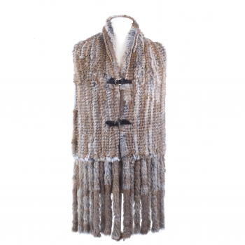 Fringed Rabbit Fur Scarf or Waistcoat without Back Part